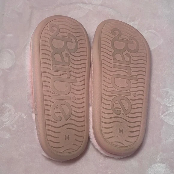 Barbie Pink Fuzzy Heart 'B' Slippers - Picture 2 of 3